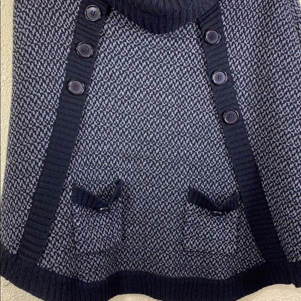 Candie's Sweater Poncho Black Gray M - Picture 2 of 8